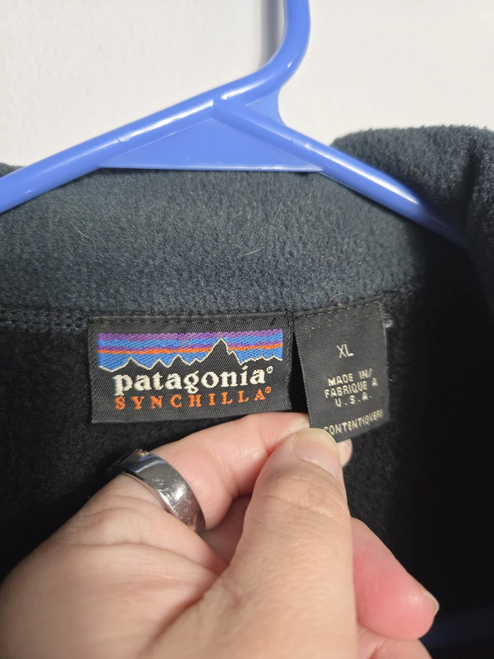 Patagonia Vintage Made in USA Black Synchilla Full Zip Fleece Vest Mens XL